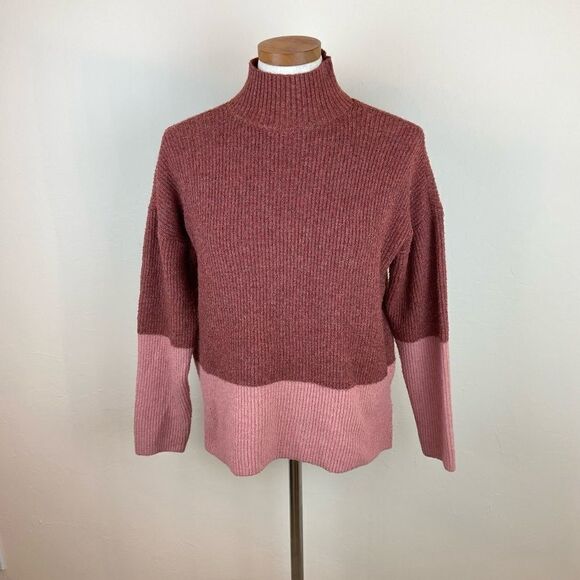 Olive + Oak Colorblock Mock-neck Sweater - Picture 1 of 6